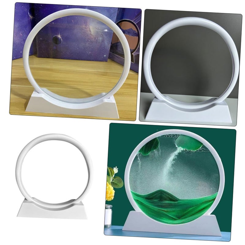 Moving Sand Art Picture Frame Round Plastic Base Compatible Glass For Home Decor - Image 4