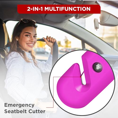 Swiss Safe 5-in-1 Emergency Car Safety Hammer – Car Window Breaker & Seatbelt Cutter, Heavy-Duty Escape Tool for Vehicle Emergencies and Auto Kits – Pink, 2 Pack - Image 3