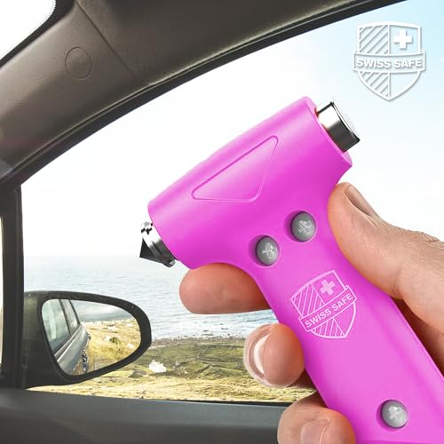 Swiss Safe 5-in-1 Emergency Car Safety Hammer – Car Window Breaker & Seatbelt Cutter, Heavy-Duty Escape Tool for Vehicle Emergencies and Auto Kits – Pink, 2 Pack - Image 5