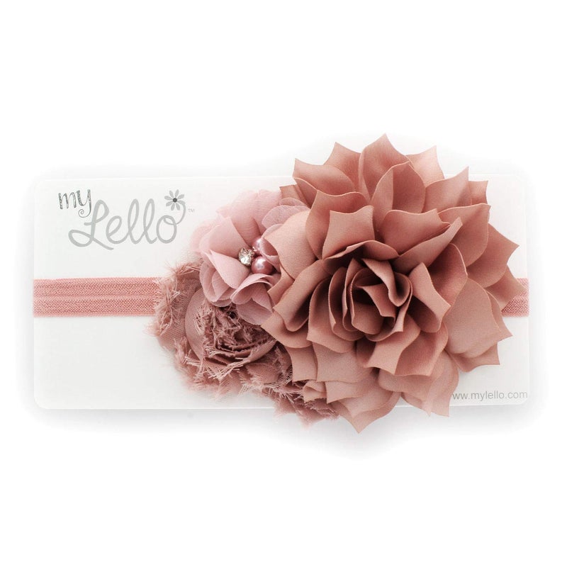 My Lello Headband Shabby Fabric Flower Cluster Baby - Infant - Toddler - Girl Stretchy Elastic Black - Image 5