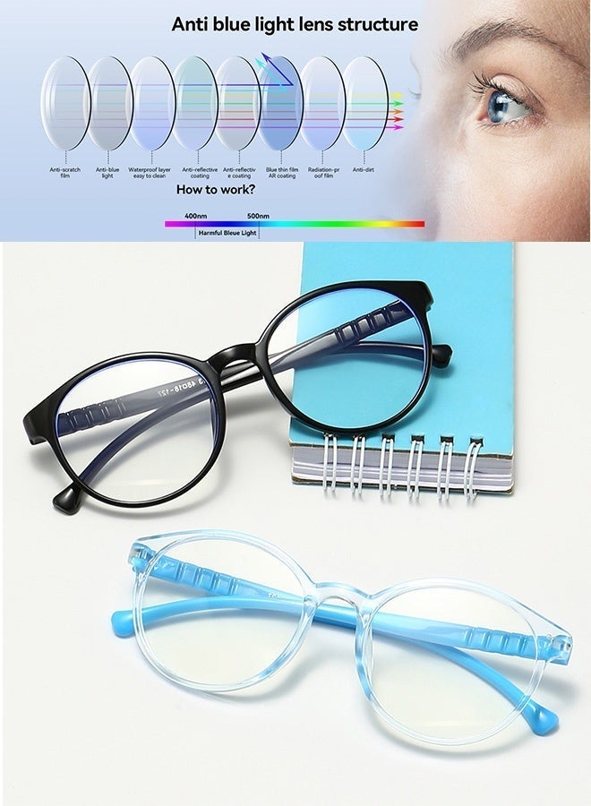 CIKJUK Round Kids Blue Light Blocking Glasses for Boys Girls Reading Gaming Eye Glasses Children Anti Radiation Eyeglasses Lightweight Students Eyeglass Fashion Kid Eyewear Age 3-12 Blue - Image 3