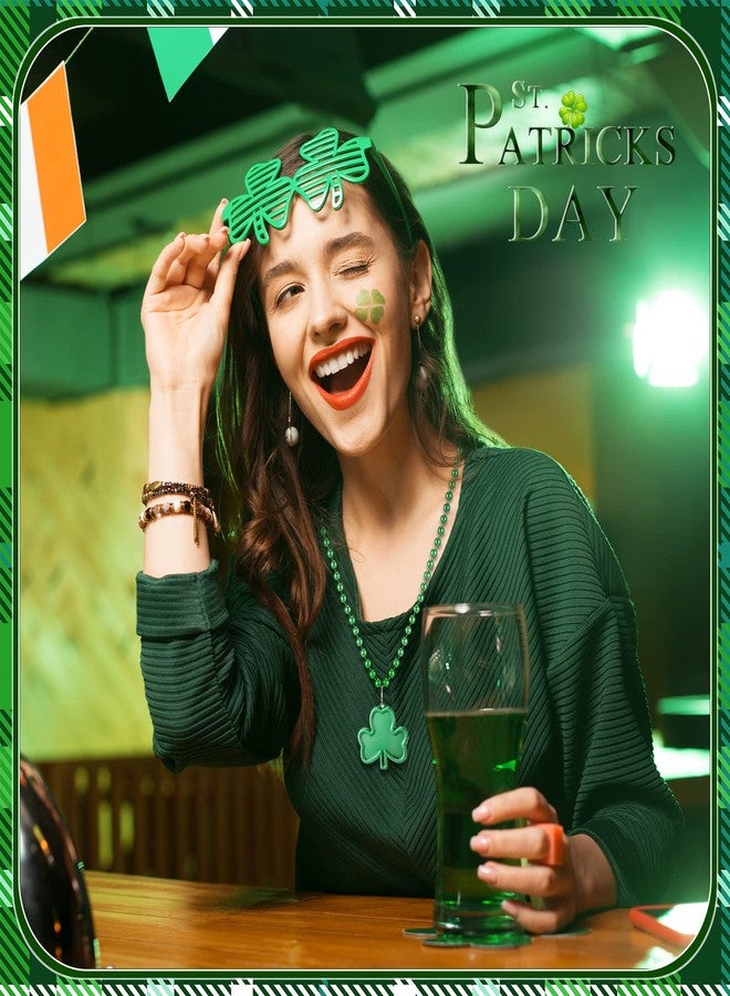 Batiyeer 48 Pcs St. Patrick's Day Shamrock Necklace Bulk 12 Pcs Shamrock Pendant 12 Pcs Irish Hat Bead 12 Pcs Clover Letter 12 Pcs Different Shamrock Combine Necklace Party Favor - Image 4