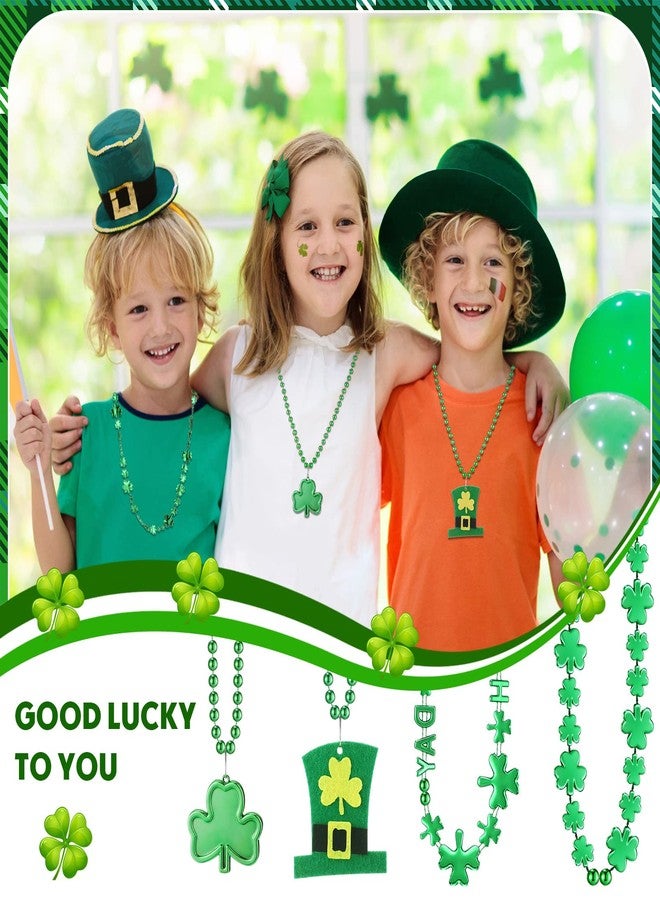 Batiyeer 48 Pcs St. Patrick's Day Shamrock Necklace Bulk 12 Pcs Shamrock Pendant 12 Pcs Irish Hat Bead 12 Pcs Clover Letter 12 Pcs Different Shamrock Combine Necklace Party Favor - Image 5
