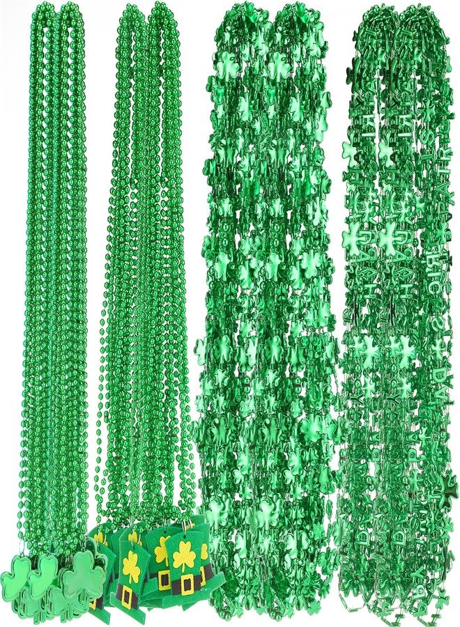 Batiyeer 48 Pcs St. Patrick's Day Shamrock Necklace Bulk 12 Pcs Shamrock Pendant 12 Pcs Irish Hat Bead 12 Pcs Clover Letter 12 Pcs Different Shamrock Combine Necklace Party Favor - Image 1