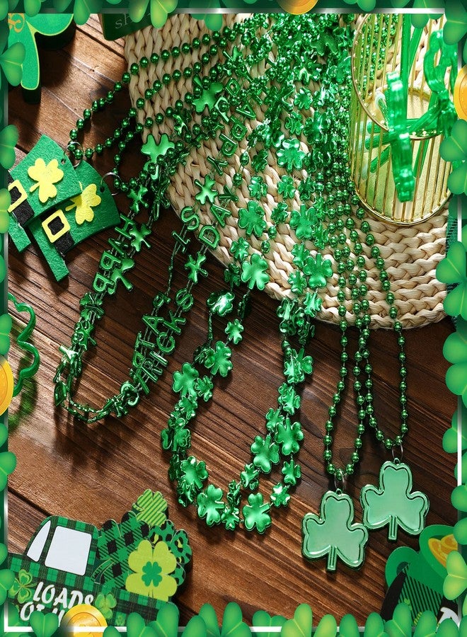 Batiyeer 48 Pcs St. Patrick's Day Shamrock Necklace Bulk 12 Pcs Shamrock Pendant 12 Pcs Irish Hat Bead 12 Pcs Clover Letter 12 Pcs Different Shamrock Combine Necklace Party Favor - Image 3