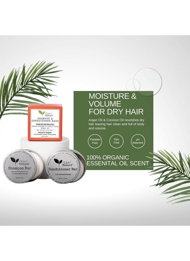 /liv/ Nature - Argan Oil Solid Shampoo And Conditioner Bar Set With Travel Case Lightly Scented (Orange & Ylang Ylang For Dry Hair) Travel Essentials Eco Friendly 100% Vegan Locally Made In Usa - Image 1