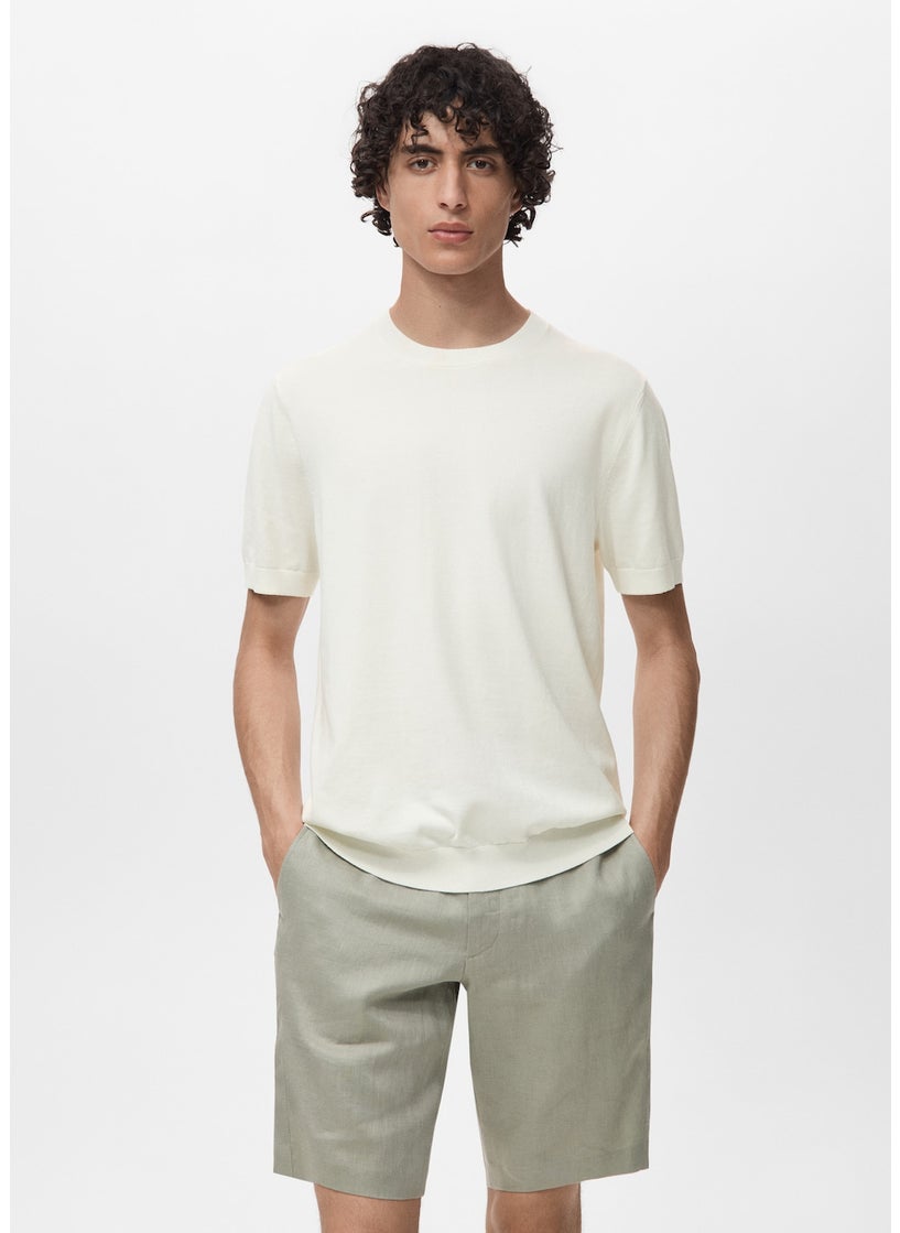 Mango Man Cotton Fine-Knit T-Shirt  - Image 1