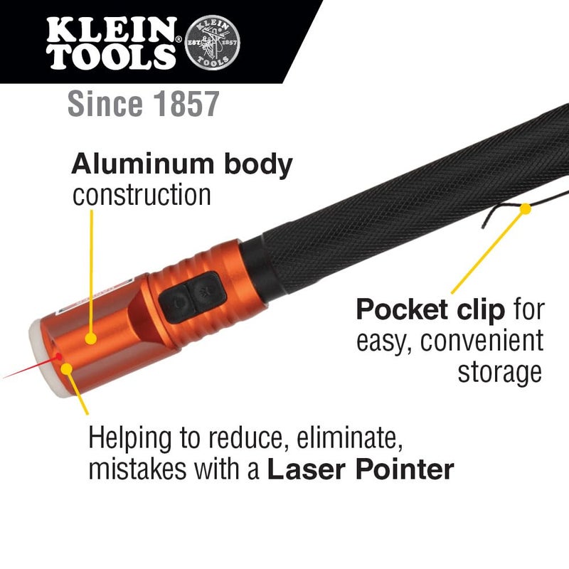 Klein Tools 56026R Flashlight and Inspection Penlight with Class 3R Red Laser Pointer, Glow-in-Dark, LED, Great for Jobsite, Outdoor, Emergency - Image 3
