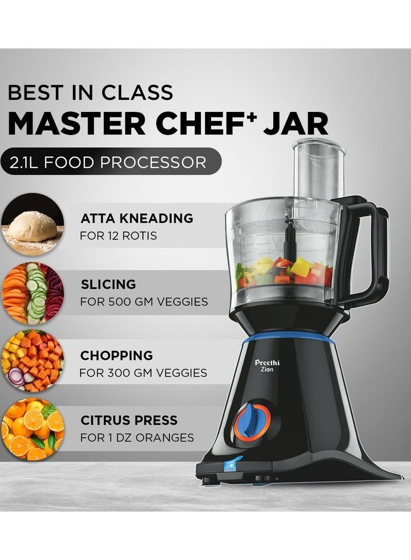 Preethi Zion Mixer Grinder for Kitchen - 4 Jars Mixie (3 Stainless Steel Jars+1 Master Chef Plus Food processor Jar), Flexi lids, Vega W5 motor 2.1 L 750 W MG227 black - Image 3