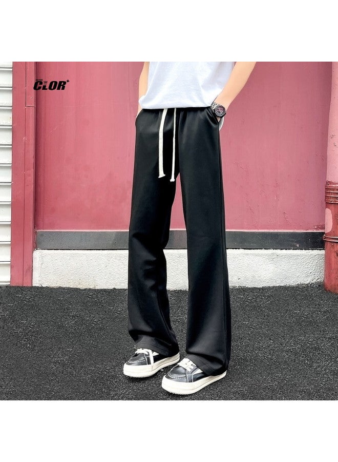 Clor Men's Summer Wide Leg Straight Pants Casual Sports Pants Cl70 Black XL - Image 5