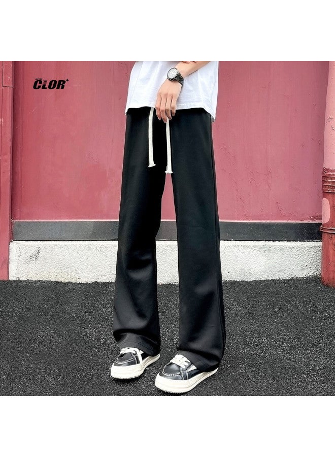 Clor Men's Summer Wide Leg Straight Pants Casual Sports Pants Cl70 Black XL - Image 1