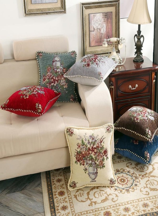 Qupace Set of 2 Vintage Green Throw Pillow Covers for Sofa, Cushion Headboard Pillow Covers,Floral Embroidered Cushion Cover for Living Room，Bedroom,Chair - Image 2