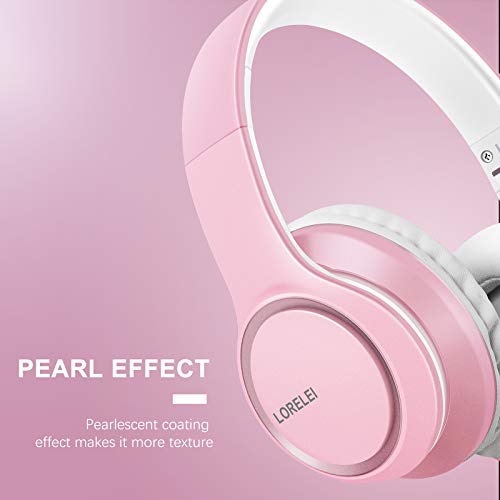 LORELEI X8 Over-Ear Wired Headphones with Microphone with 1.45m-Tangle-Free Nylon Line&3.5mm Plug,Lightweight Foldable & Portable Headphones for Smartphone,Tablet,Computer,Mp3/4（Pearl Pink） - Image 3