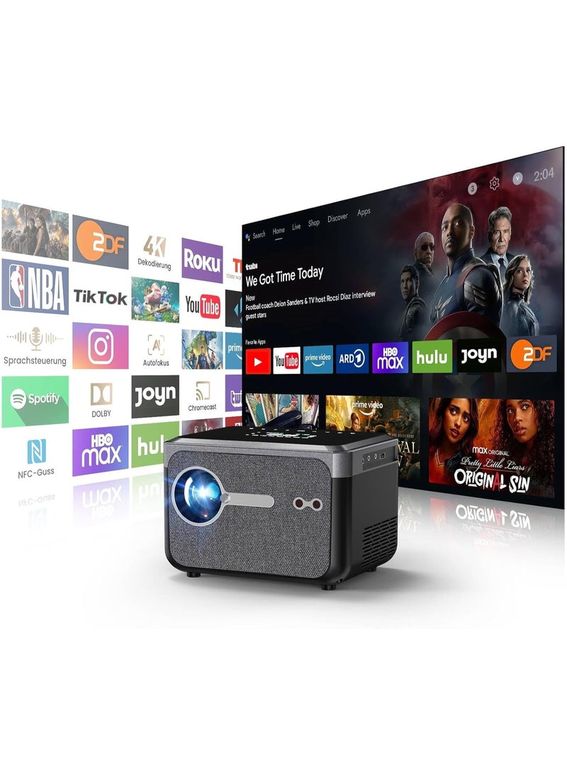 بروجكتور LED محمول 4K – سينما منزلية ذكية، أندرويد TV 11، إضاءة 950 ANSI، فل اتش دي 1080P، واي فاي 6 وبلوتوث 5.4 - Image 1