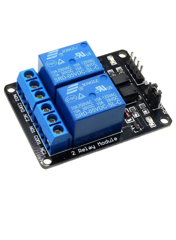5V 2-Channel Relay Module with Optocoupler - Low Level Trigger - Image 1