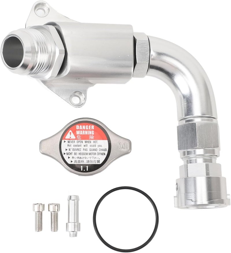 Upper Coolant Housing Filler Neck, Engine Radiator Coolant Filler Neck with 1.1 Bar Cap, 16AN Connector for B16 B18C5 Type R Heads, High - Flow Metal Cooling Upgrade - Image 1
