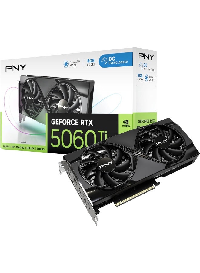 بي إن واي بطاقة الرسوميات GeForce RTX™ 5060 Ti بسعة 8 جيجابايت مع تردد مرتفع ومروحتين مزدوجتين DLSS 4 - Image 1