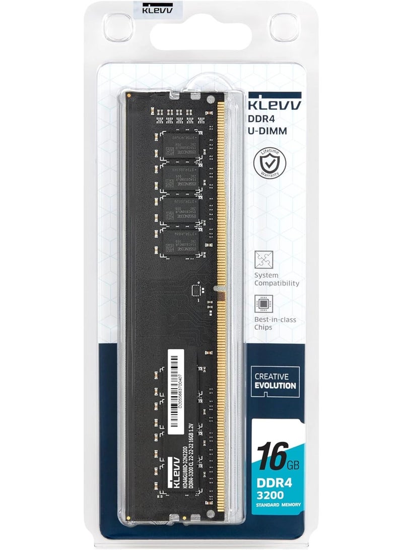 KLEVV DDR4 16GB (1x16GB) 3200MHz CL22 1.2V UDIMM Desktop Ram Memory SK Hynix Chip (KD4AGUA80-32N220A) - Image 4