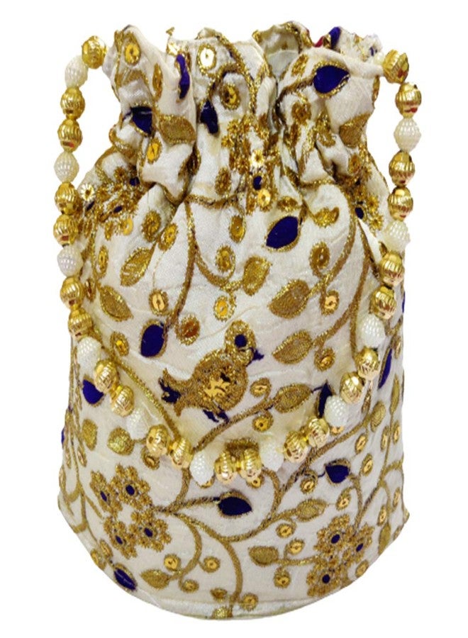 Avanti Creation Embroidered Silk Potli Bag For Women With Pearl Drawstring Pack Of 6 Potli Bag - Image 2