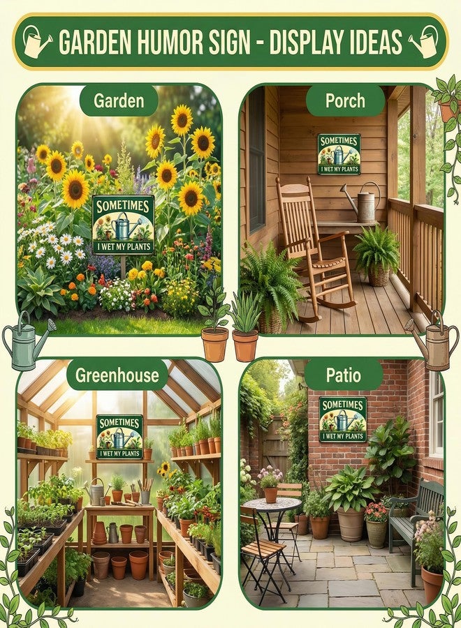 Funnysign Garden Gifts Sometimes I Wet My Plants Vintage Gardening Tin Sign for Home Garden Patio Greenhouse Yard Decor 8 X 12 Inch (3840) - Image 3