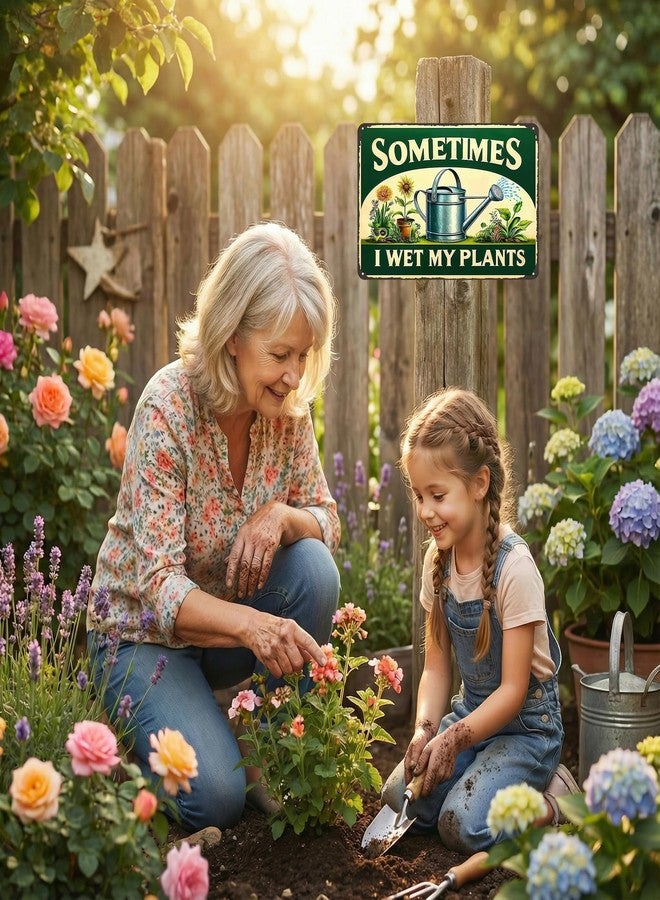 Funnysign Garden Gifts Sometimes I Wet My Plants Vintage Gardening Tin Sign for Home Garden Patio Greenhouse Yard Decor 8 X 12 Inch (3840) - Image 4
