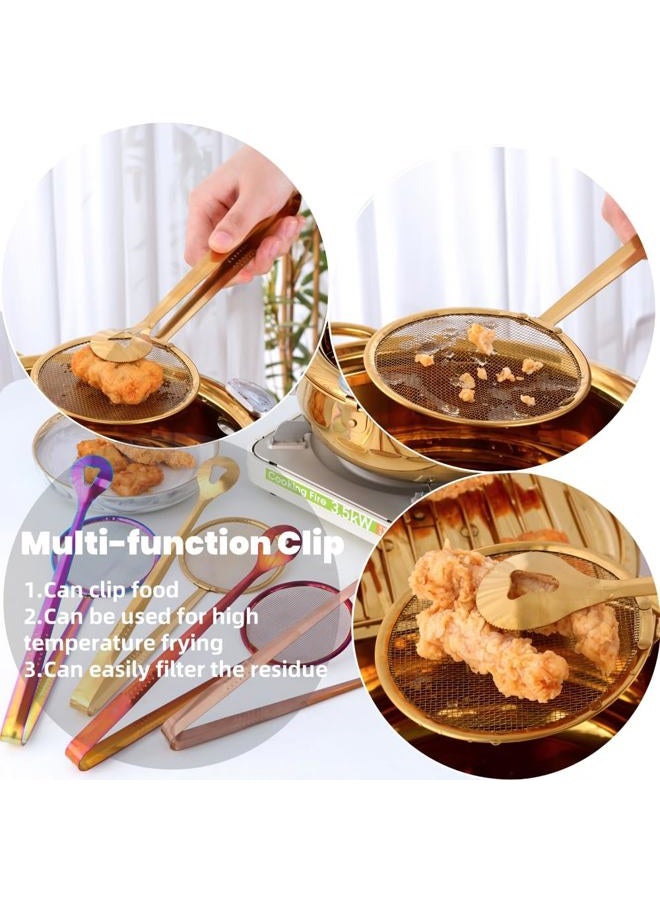 BOOTLION Stainless Steel Deep Fryer for Home, 115Oz Tempura Fryer Pot w/Thermometer and Oil Drip Rack Lid, Japanese Style Deep Frying Pan w/Strainer Clip, for Tempura chips, Fish, and Chicken (Rainbow Color) - Image 5