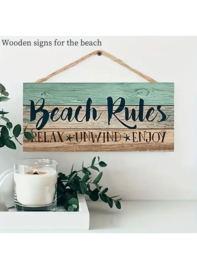 Rustic Beach Bliss Wooden Sign Relax Unwind Enjoy Teal Blue With White Lettering Twine Rope For Easy Hanging Ideal For Home Cafe Bar Wall Decor - Image 2