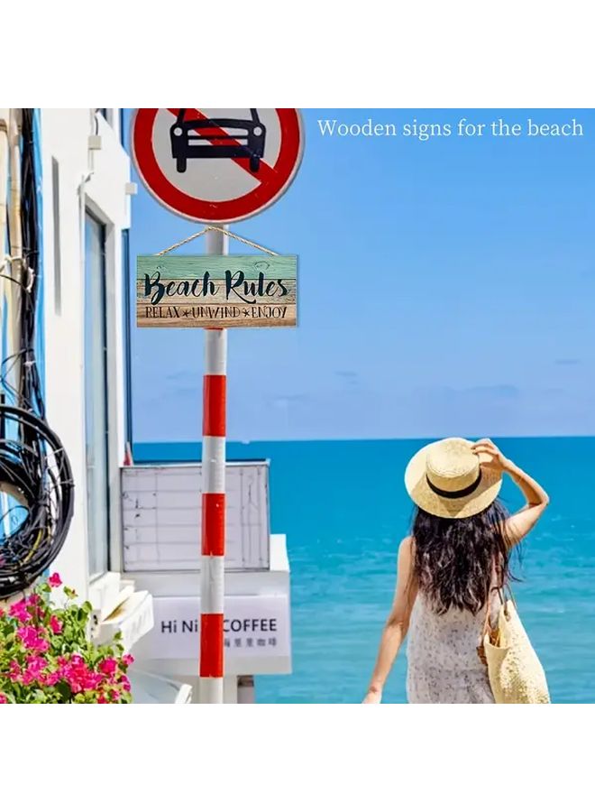 Rustic Beach Bliss Wooden Sign Relax Unwind Enjoy Teal Blue With White Lettering Twine Rope For Easy Hanging Ideal For Home Cafe Bar Wall Decor - Image 5