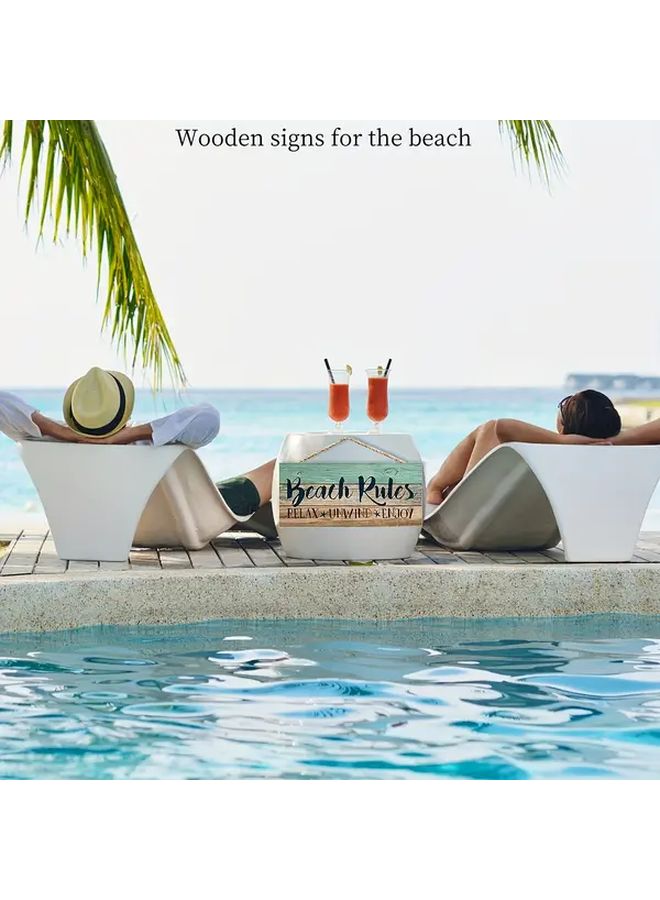 Rustic Beach Bliss Wooden Sign Relax Unwind Enjoy Teal Blue With White Lettering Twine Rope For Easy Hanging Ideal For Home Cafe Bar Wall Decor - Image 3