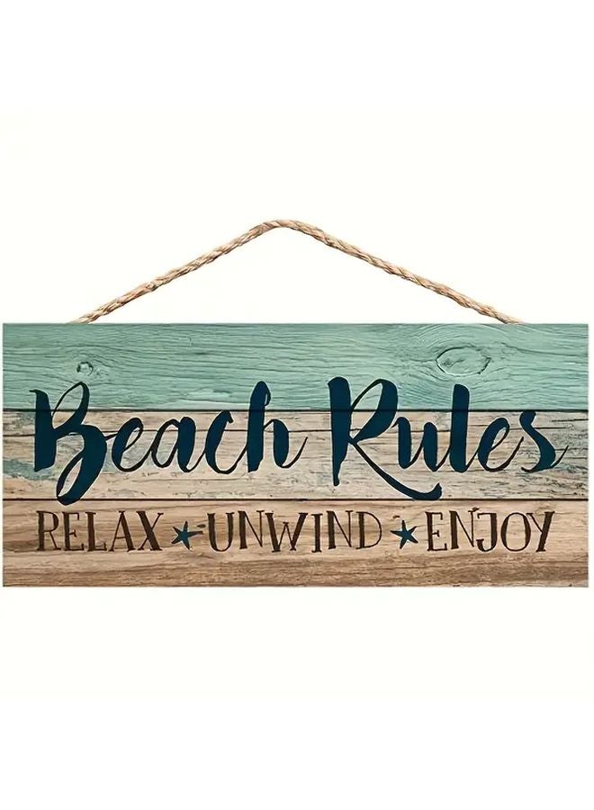 Rustic Beach Bliss Wooden Sign Relax Unwind Enjoy Teal Blue With White Lettering Twine Rope For Easy Hanging Ideal For Home Cafe Bar Wall Decor - Image 1