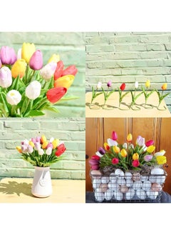 WYBOT Faux Tulips Silk Tulips Tulips Artificial Flowers Silk Tulips Flowers with Stems ，for Mother's Day Home Kitchen Office Wedding Decoration (Colorful,15pc)  - Image 5