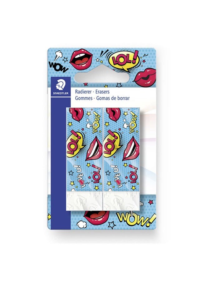 Staedtler 526B2COBK2 Rasoplast Eraser - Cartoon Comic Edition Novelty Fun Rubber Stationery - Pack of 6-3 x Blisters - Image 2