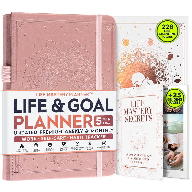 Life Mastery Planner A 12 Month Journey to Crush Your Goals Increase Productivity Passion Success Happiness Weekly Monthly Life Planner HabitTracker Gratitude Journal Organizer A5