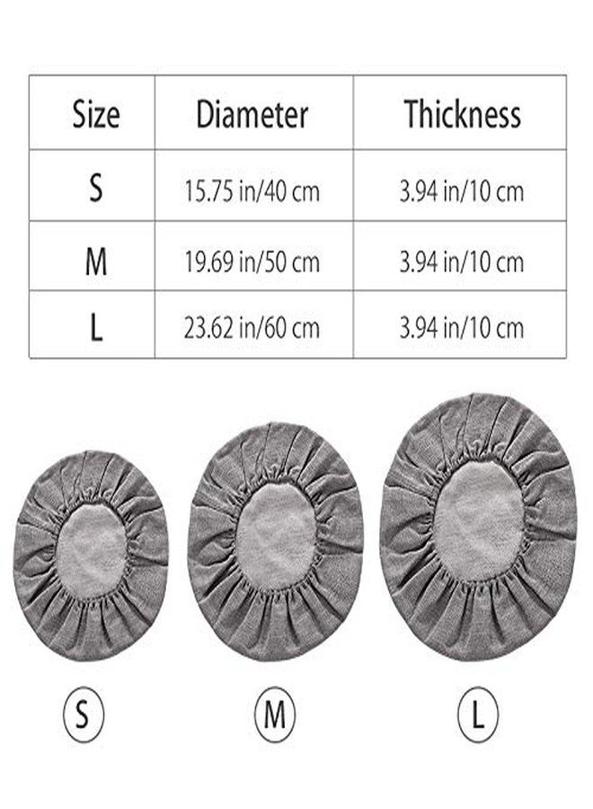 Kelendle Round Floor Pillow Cover Tatami Floor Cushion Cover Straw Japanese Futon Cover Meditation Seating Ottoman Throw Cover Protector for Living Room Indoor Outdoor Gray,23.62 inches - Image 2