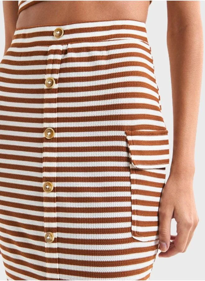 Splash FAV Stripped Pocket Detail Skirt