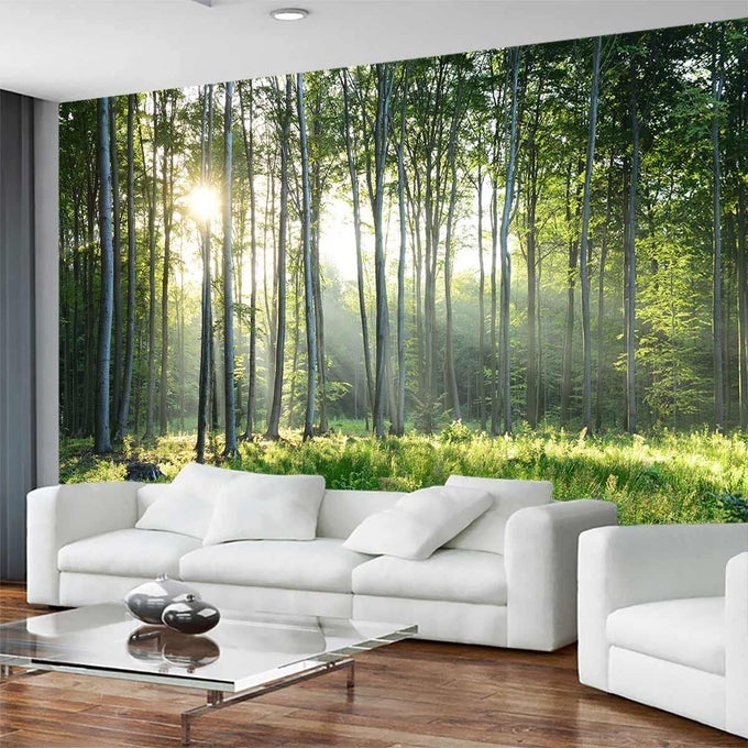 SUNSHINE FOREST MURAL WALLPAPER LANDSCAPE TREE WALLPAPER LARGE NATURE SCENERY WALL MURAL FOR LIVING ROOM NOT SELFADHESIVE