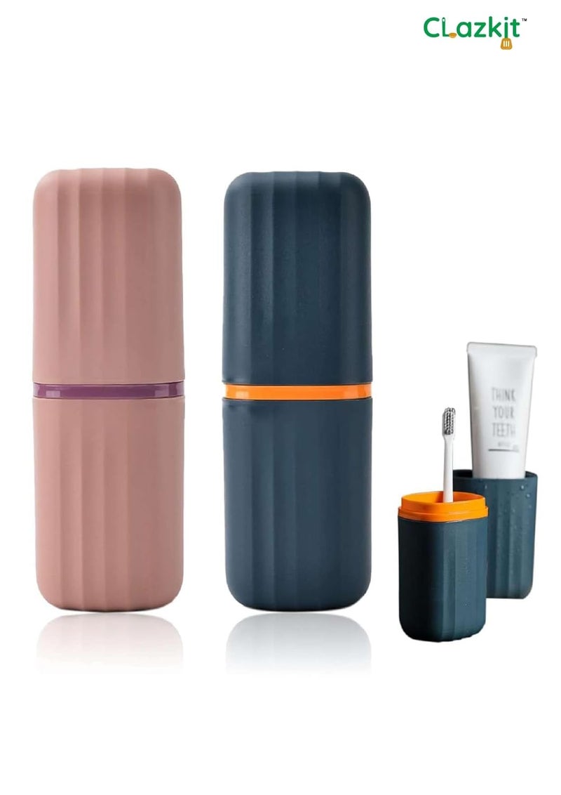 Clazkit Clazkit Multipurpose Toothbrush Holder and Storage Organizer for Bathroom Travel Camping Business Trips and School Pack of 2 Multicolor  - Image 4