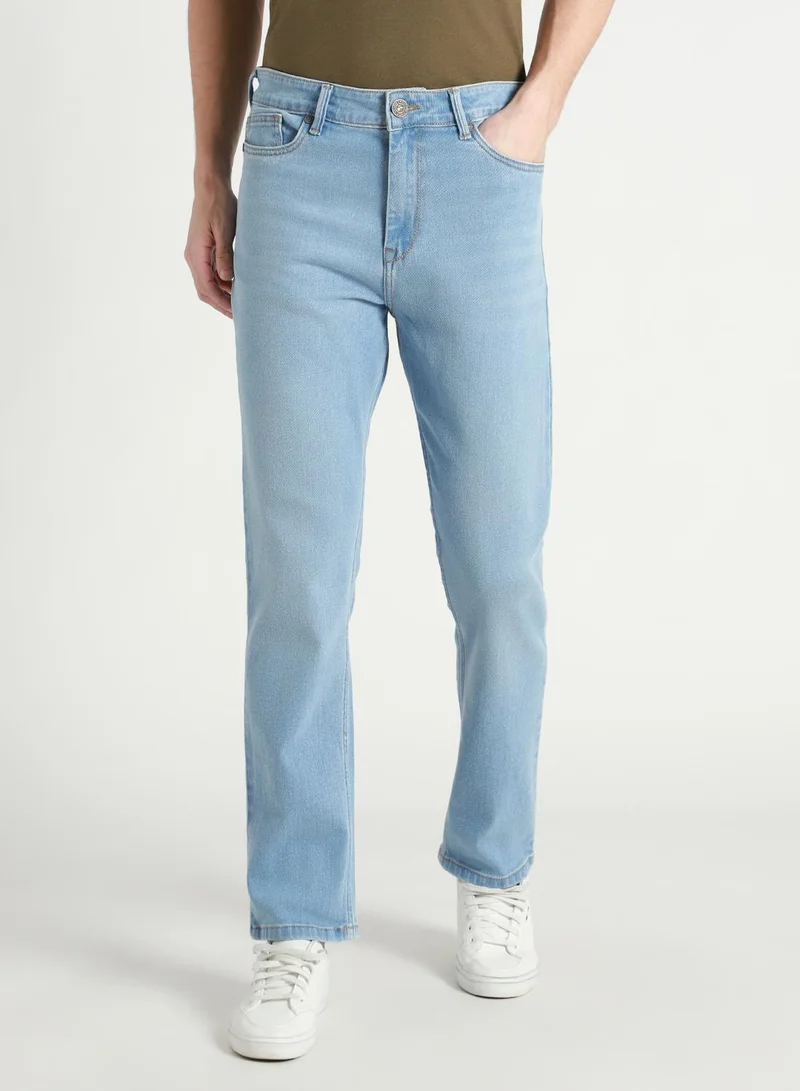 Dennis Lingo  Straight Fit Light Blue Men's Jeans with Button & Zip Closure (Denim) for Men | Best Price UAE