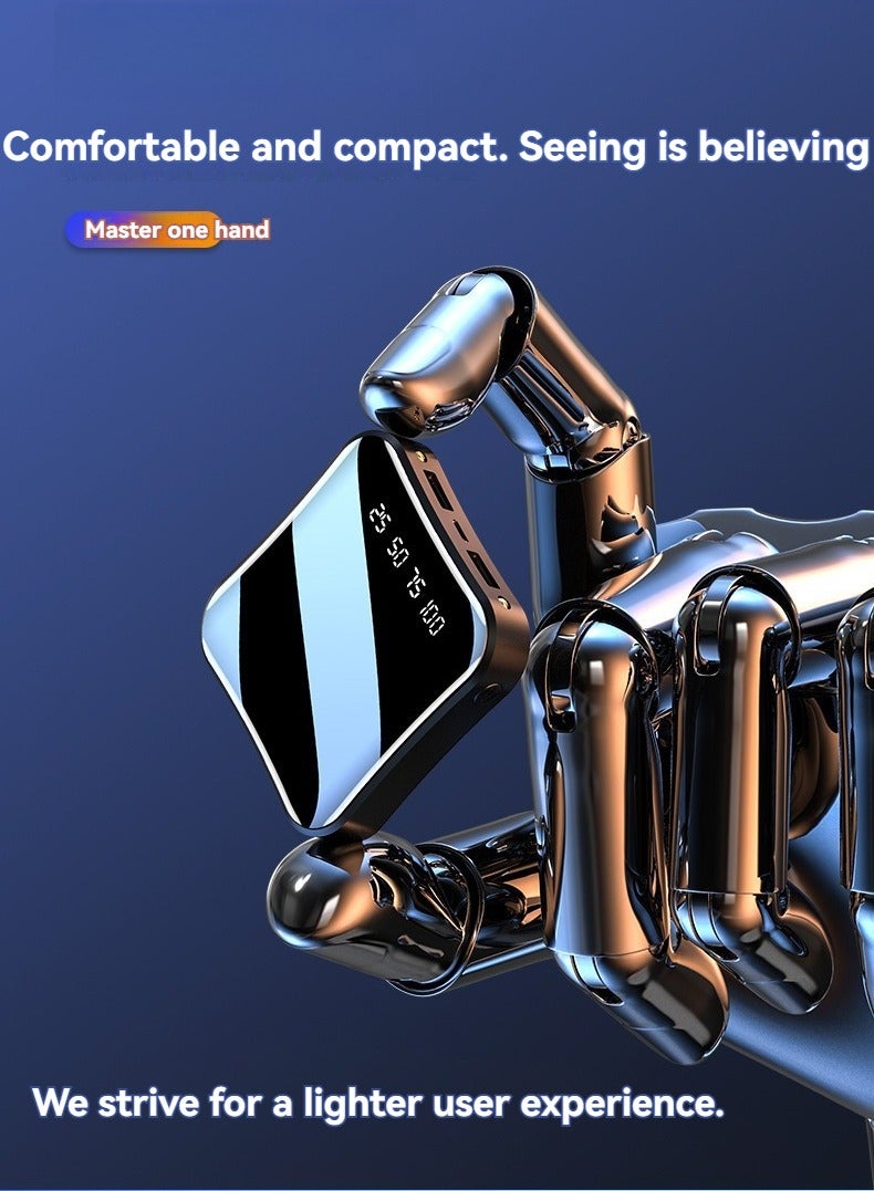 New mini portable power bank 10000 mAh large capacity ultra-thin LCD mirror digital display mobile power supply (mysterious black) - Image 2