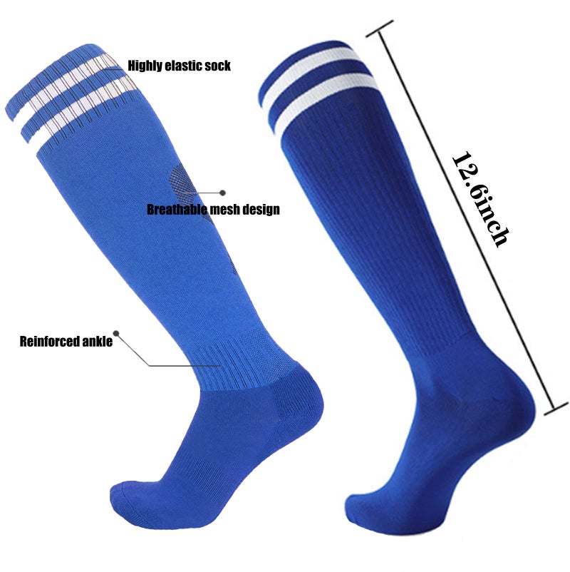 Tergy 10 Pairs Kids Soccer Socks Stretchy Knee High Tube Colorful Football Athletic Team Socks for Boys Girls (9-12 Years Old) - Image 2