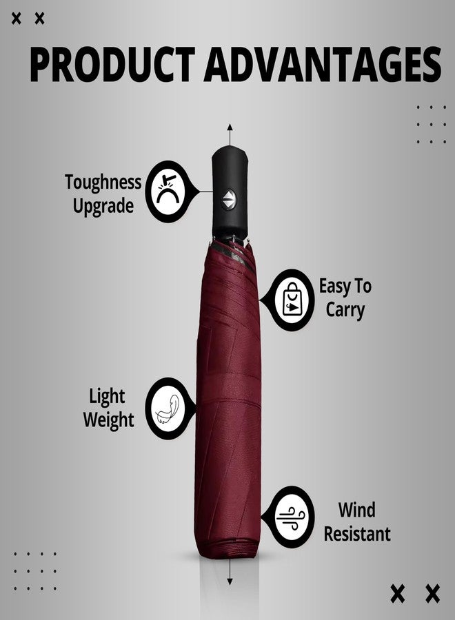 Robustt Wind Resistant Waterproof Umbrella - Red (Pack of 5) | Auto Open & Close Mechanism | Lightweight & Compact | Heavy Duty | Travel- Friendly - Image 4