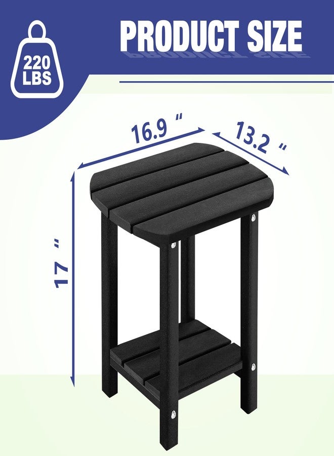 LZRS Outdoor Side Table, Double Adirondack Oval Side Table with 2-Tier Storage,HDPE End Tables for Patio, Backyard,Pool, Indoor Companion, Easy Maintenance & Weather Resistant(Black) - Image 2