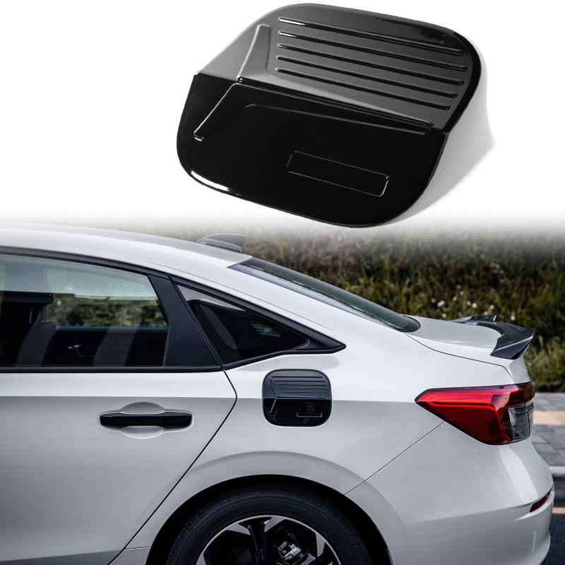 Thenice for 11th Gen Civic Gas Cap Sticker Fuel Filler Tank Door Cover for Honda Civic 2022 2023 2024 2025 Glossy Black