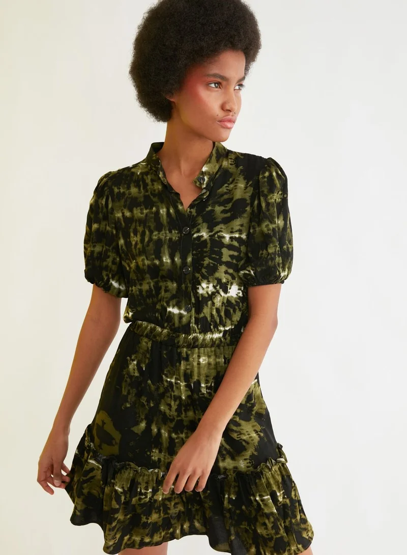 trendyol Button Down Tiered Hem Dress