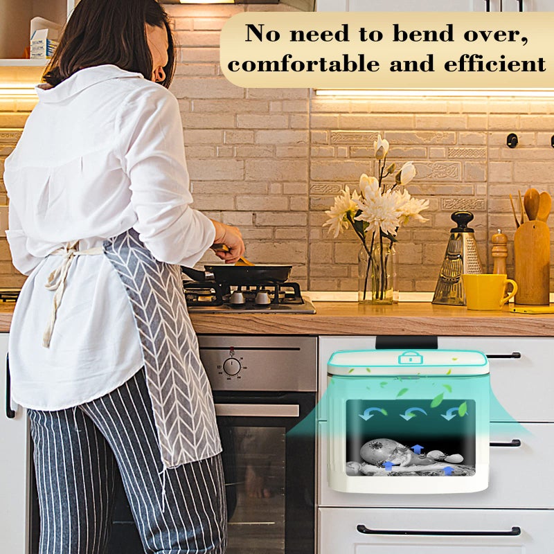 GloDeals Kitchen Trash Can with Lid, 2 in 1 Small Garbage Can Compost Bin Countertop, Wall-Mounted Under Sink Indoor Trash Bin for Kitchen, Bathroom, Cabinet Trash Can Hanging (4L, White/1.05 Gal) - Image 4