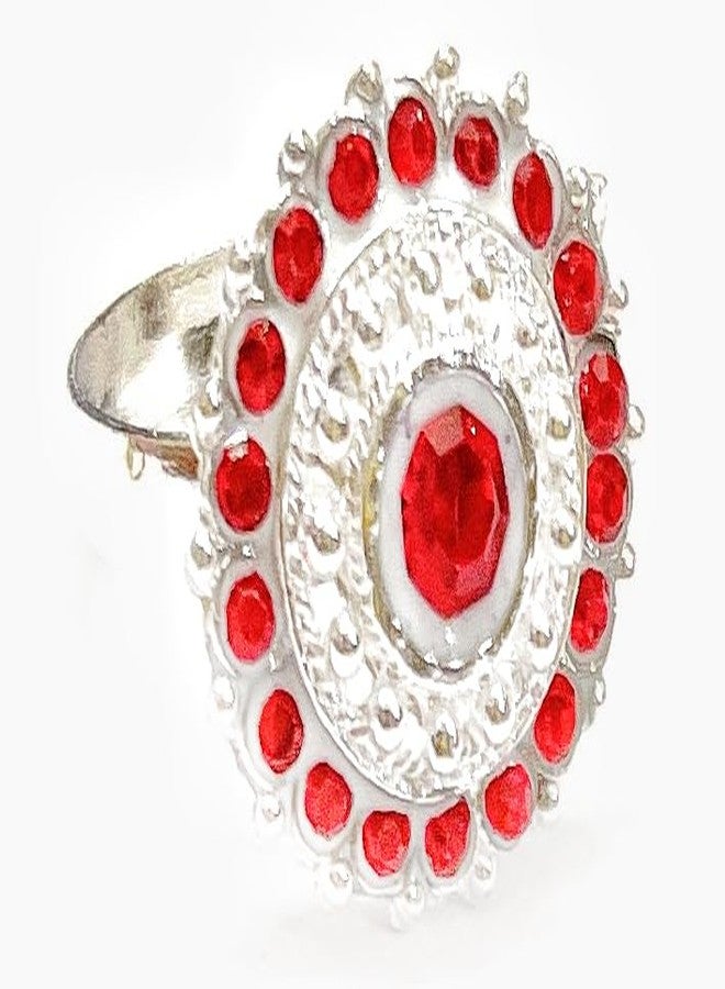 SMARNN Metal Red Stone Toe Ring for Women (Pack of 2) - Image 2