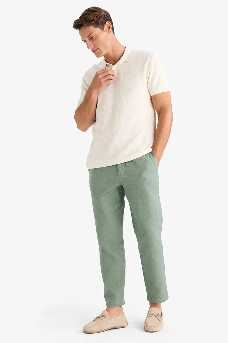 DeFacto Regular Fit Linen Look Straight Leg Cotton Summer Joggers