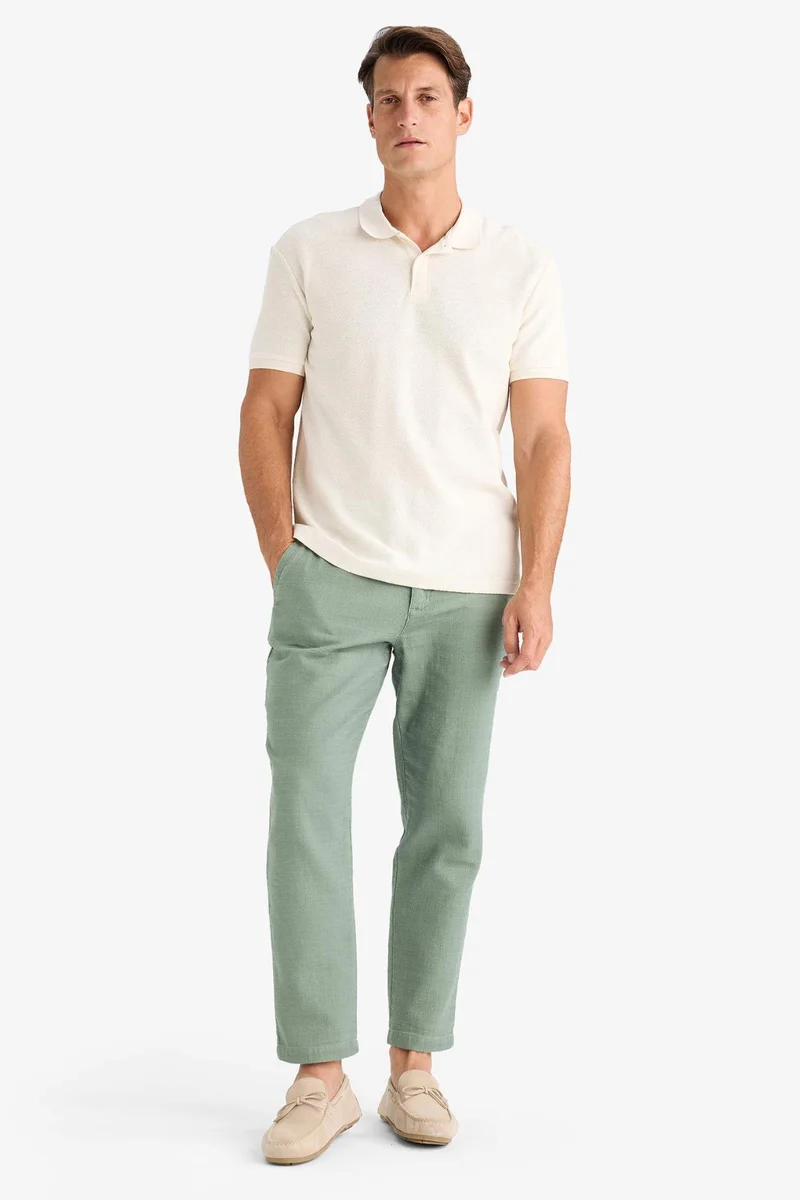 Defacto  Regular Fit Linen Look Straight Leg Cotton Summer Joggers for Men | Best Price UAE