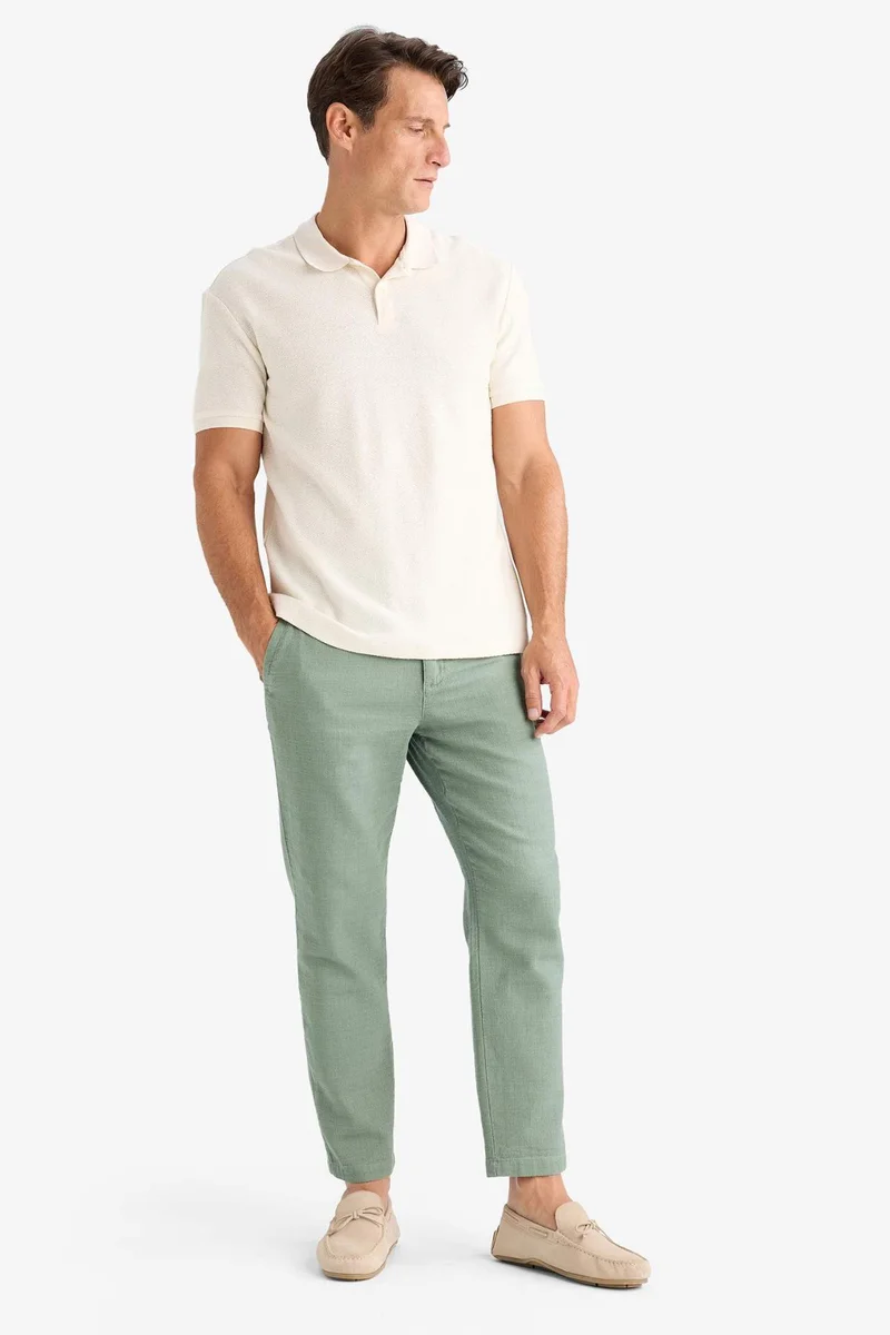 Defacto  Regular Fit Linen Look Straight Leg Cotton Summer Joggers for Men | Best Price UAE