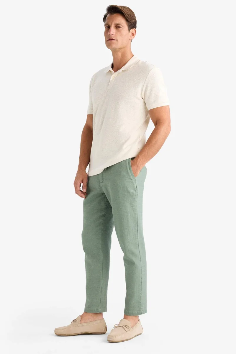 DeFacto Regular Fit Linen Look Straight Leg Cotton Summer Joggers